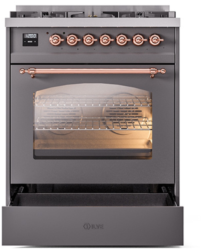 Ilve UP30NMPMGPLP Graphite Matte With Copper Trim, Lp