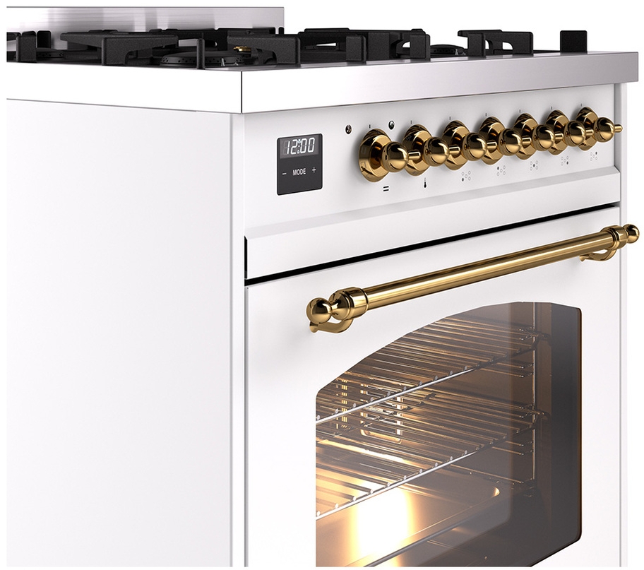 Ilve UP30NMPWHGLP White With Brass Trim, Lp