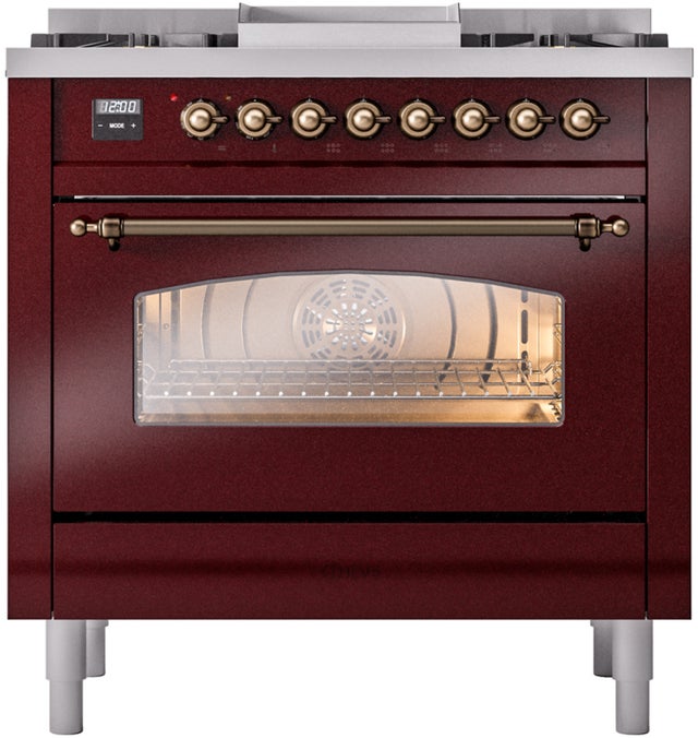 Ilve UP36FNMPBUB 36 inch Dual Fuel Range Gas Burner Top and Electri...