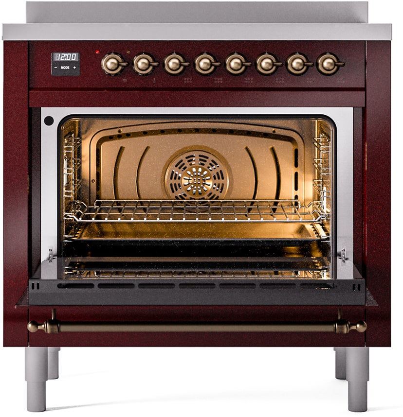 Ilve UPI366NMPBUB 36 inch All Electric Range: Burgundy Burnt