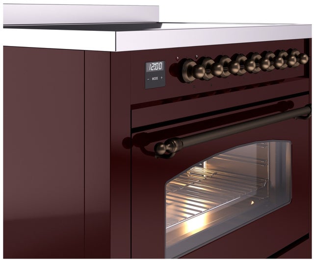 Ilve UPI366NMPBUB 36 inch All Electric Range: Burgundy Burnt