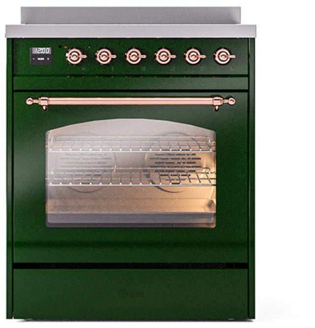 Ilve UPI304NMPEGP 30 inch All Electric Range: Emerald Green Copper