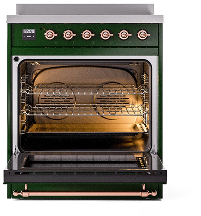 Ilve UPI304NMPEGP 30 inch All Electric Range: Emerald Green Copper