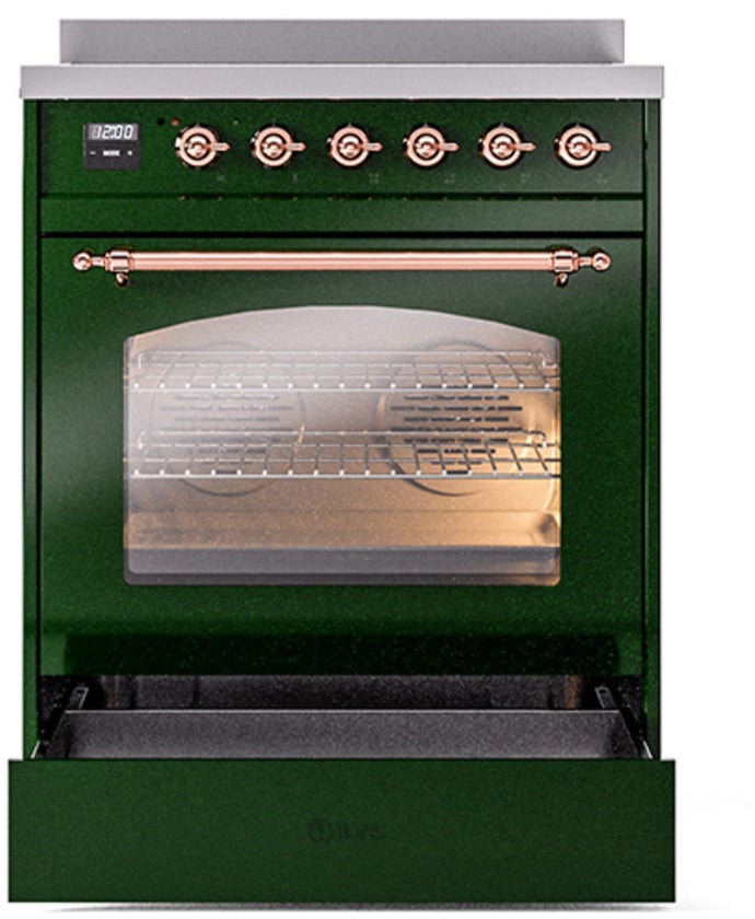 Ilve UPI304NMPEGP 30 inch All Electric Range: Emerald Green Copper