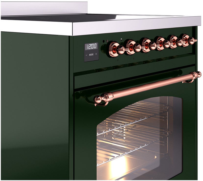 Ilve UPI304NMPEGP 30 inch All Electric Range: Emerald Green Copper