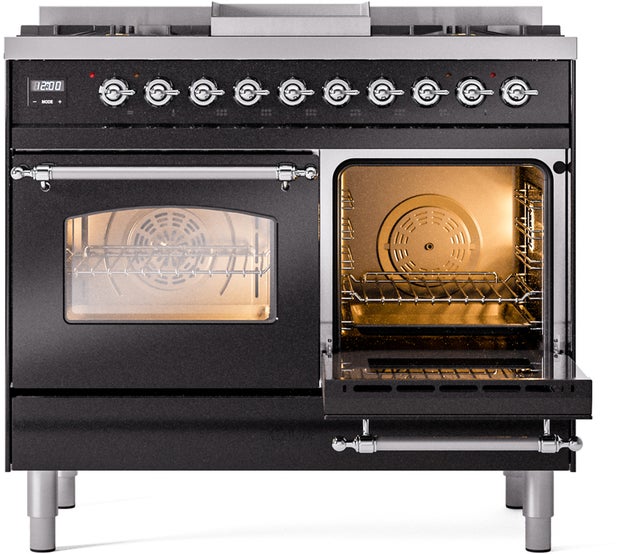 Ilve UPD40FNMPBKC 40 inch Dual Fuel Range Gas Burner Top and Electri...