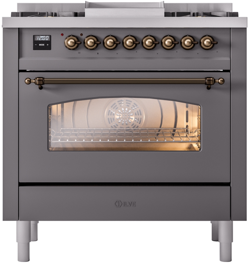 Ilve UP36FNMPMGB Matte Graphite with Bronze Trim