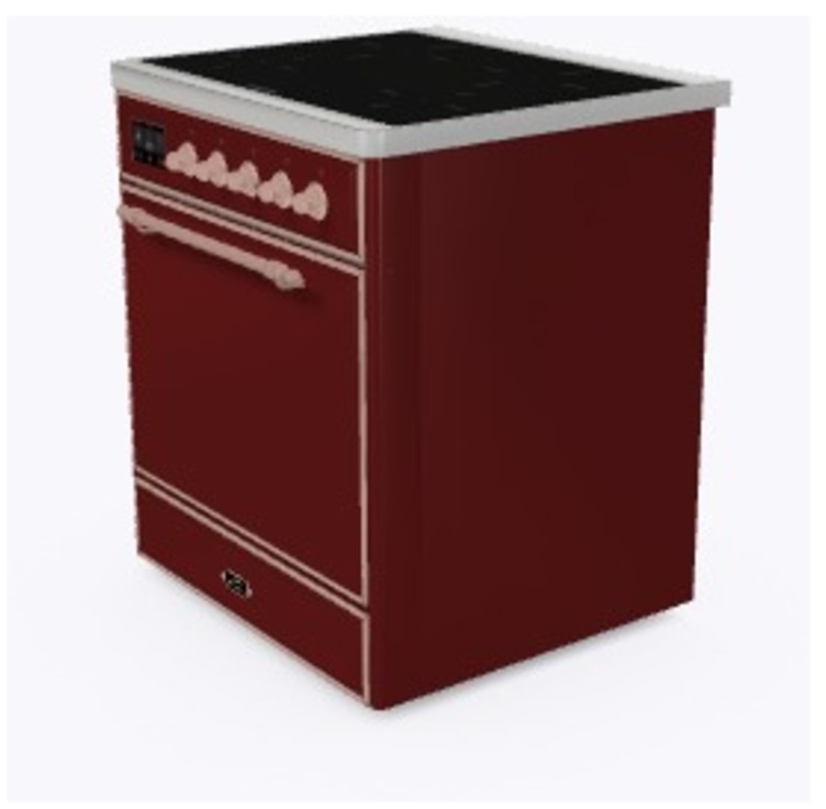 Ilve UMI30QNE3BUP Burgundy W/ Copper Trim