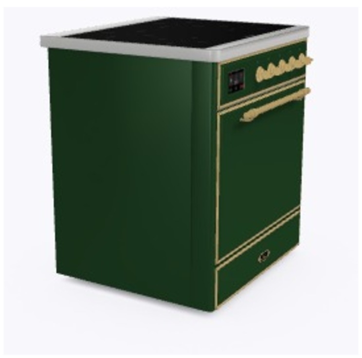 Ilve UMI30QNE3EGG Emerald Green W/ Brass Trim