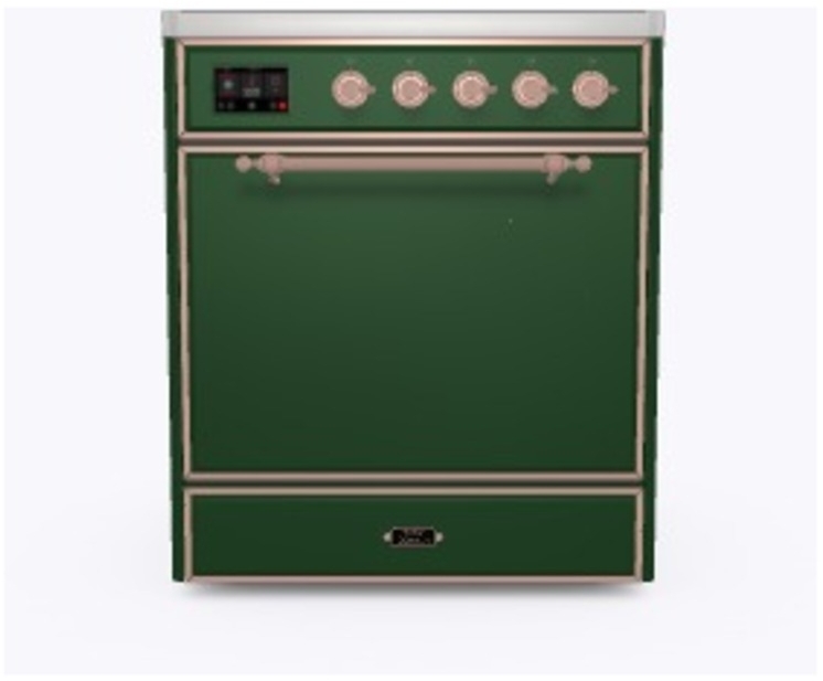 Ilve UMI30QNE3EGP Emerald Green W/ Copper Trim