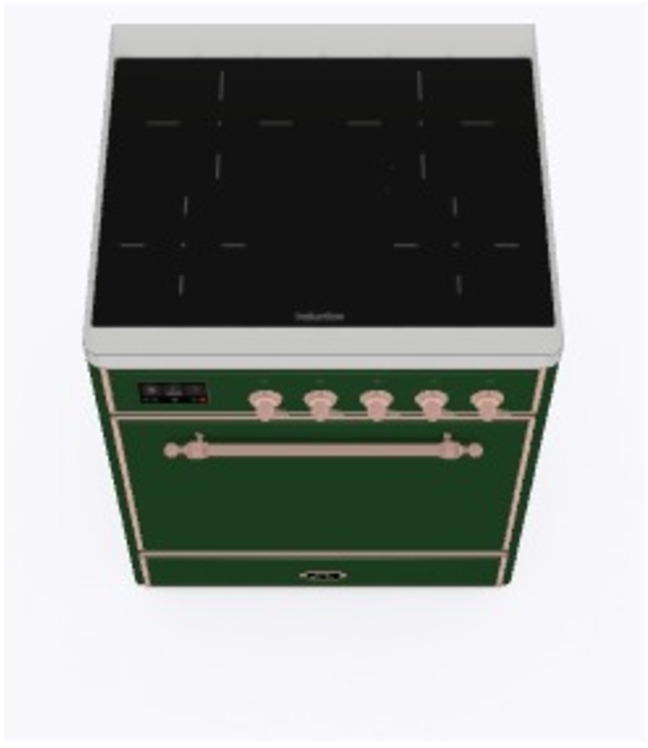 Ilve UMI30QNE3EGP Emerald Green W/ Copper Trim