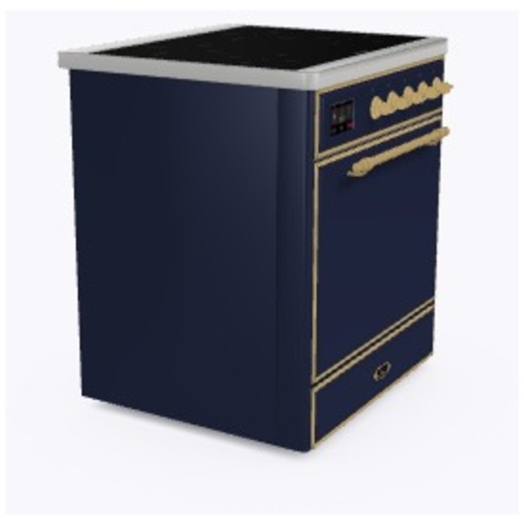 Ilve UMI30QNE3MBG Midnight Blue W/ Brass Trim