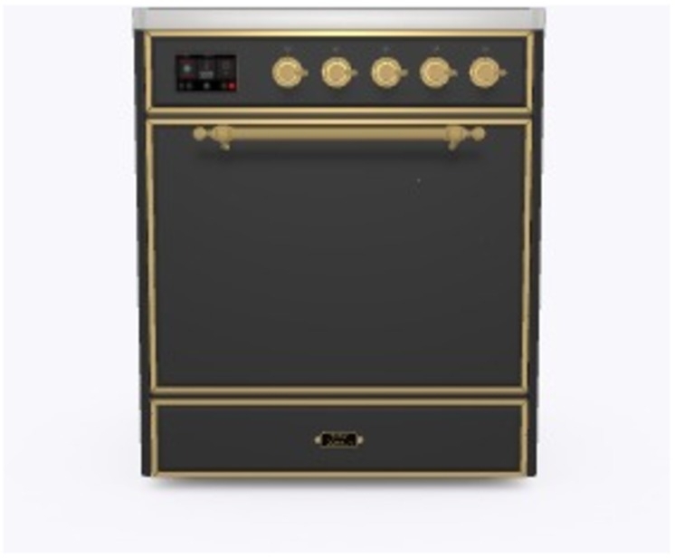 Ilve UMI30QNE3MGG Matte Graphite W/ Brass Trim