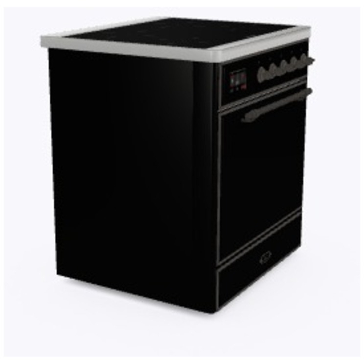 Ilve UMI30QNE3BKB Glossy Black W/ Bronze Trim