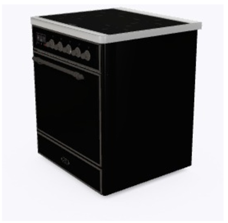 Ilve UMI30QNE3BKB Glossy Black W/ Bronze Trim