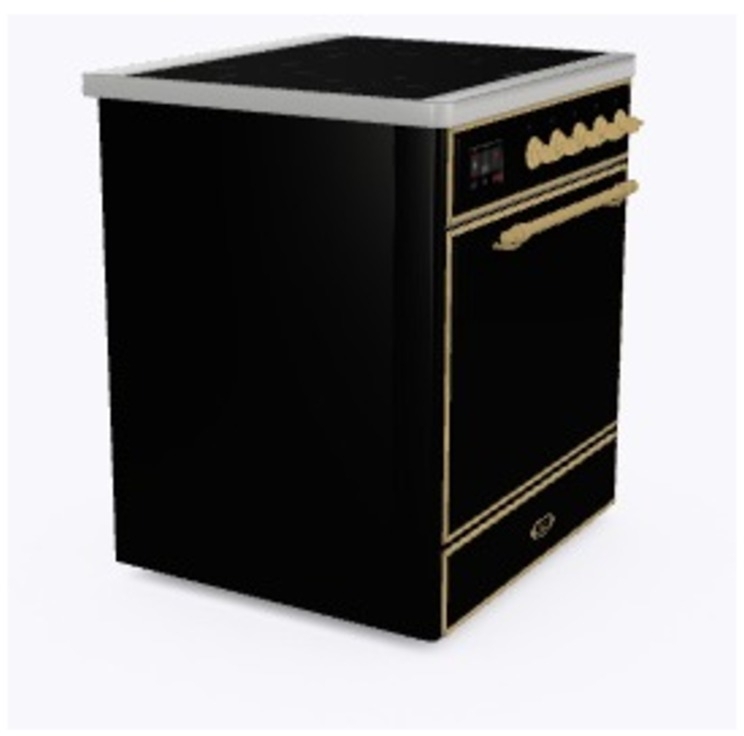 Ilve UMI30QNE3BKG Glossy Black W/ Brass Trim