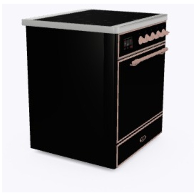 Ilve UMI30QNE3BKP Glossy Black W/ Copper Trim