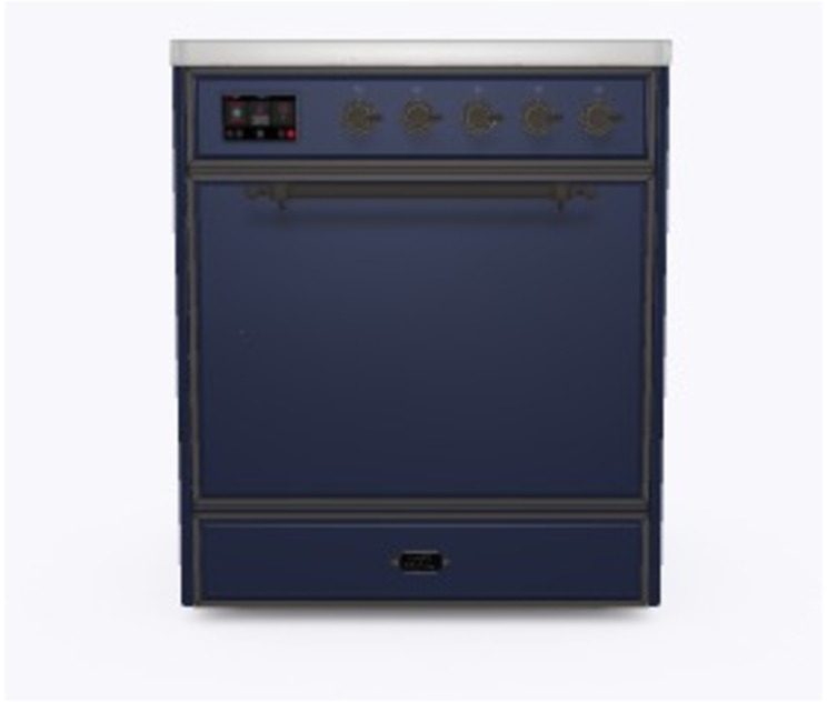 Ilve UMI09QNS3MBB Midnight Blue W/ Bronze Trim