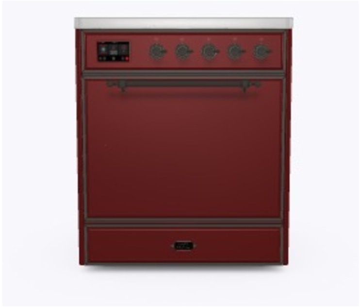 Ilve UMI09QNS3BUB Burgundy W/ Bronze Trim