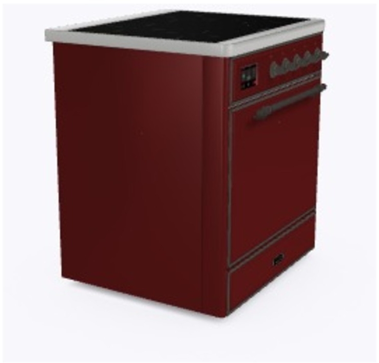 Ilve UMI09QNS3BUB Burgundy W/ Bronze Trim