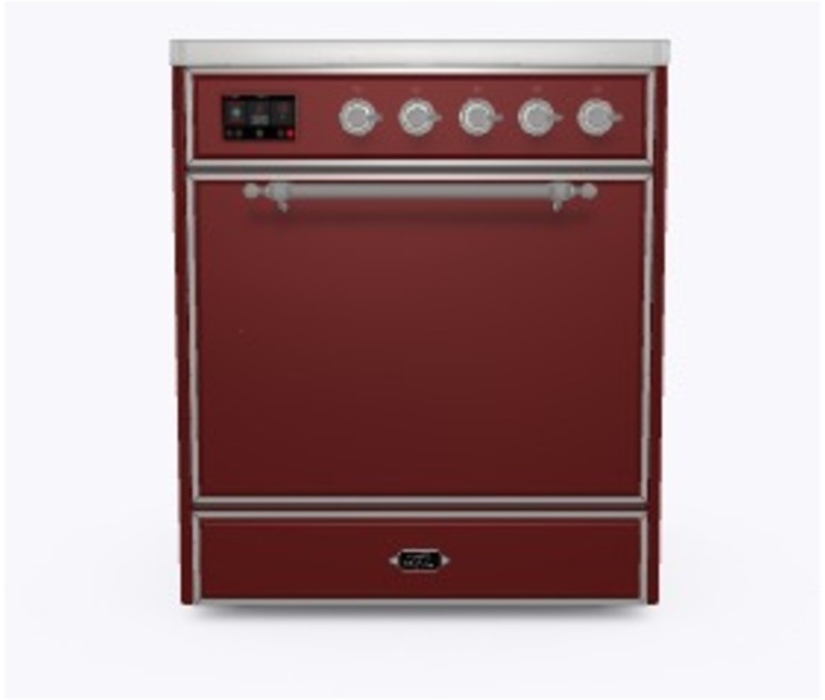 Ilve UMI09QNS3BUC Burgundy W/ Chrome Trim