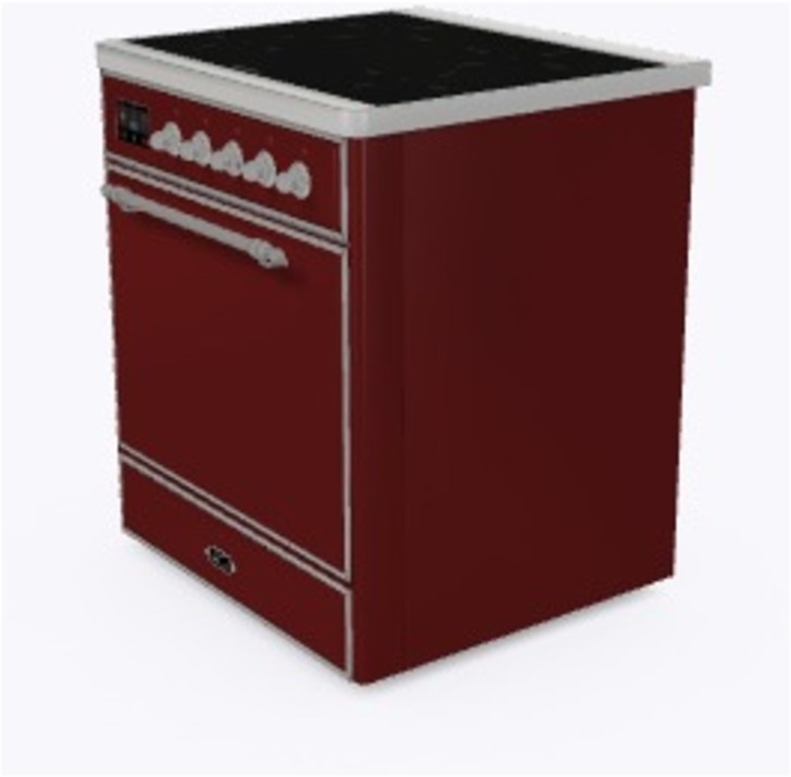 Ilve UMI09QNS3BUC Burgundy W/ Chrome Trim