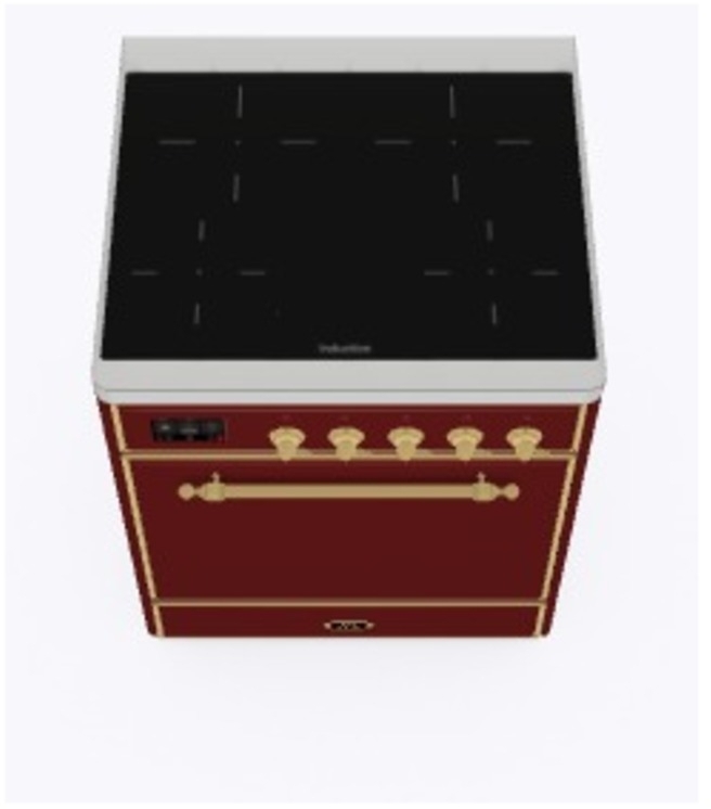 Ilve UMI09QNS3BUG Burgundy W/ Brass Trim