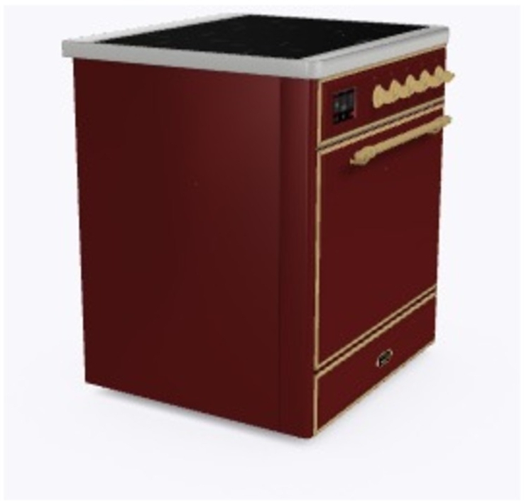 Ilve UMI09QNS3BUG Burgundy W/ Brass Trim