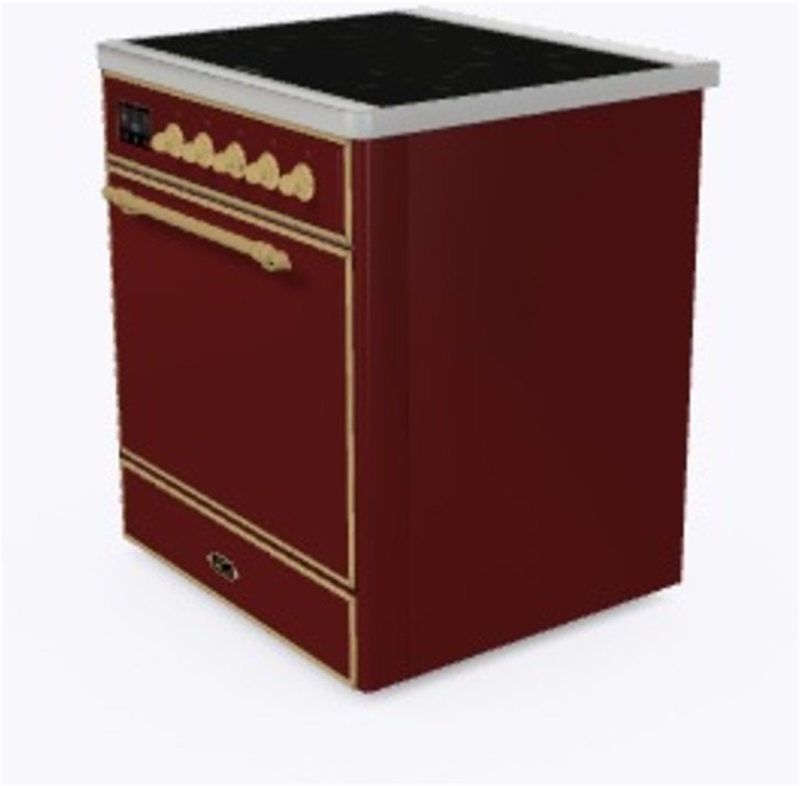 Ilve UMI09QNS3BUG Burgundy W/ Brass Trim