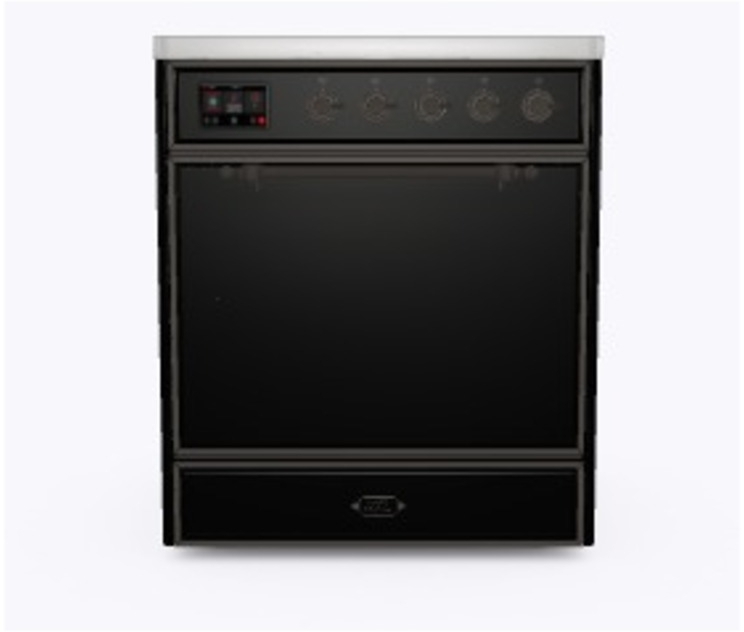 Ilve UMI09QNS3BKB Glossy Black W/ Bronze Trim