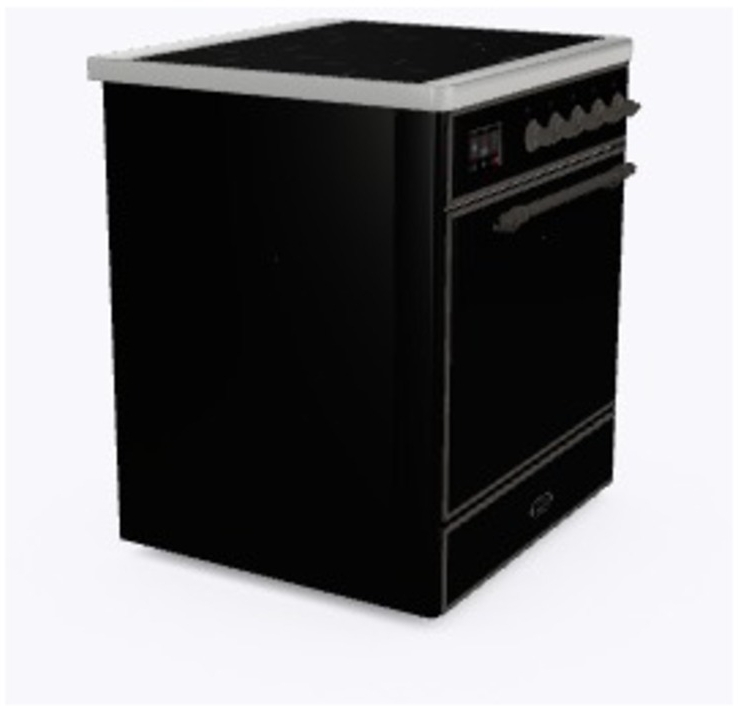 Ilve UMI09QNS3BKB Glossy Black W/ Bronze Trim