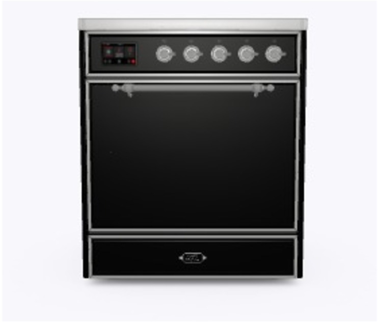 Ilve UMI09QNS3BKC Glossy Black W/ Chrome Trim