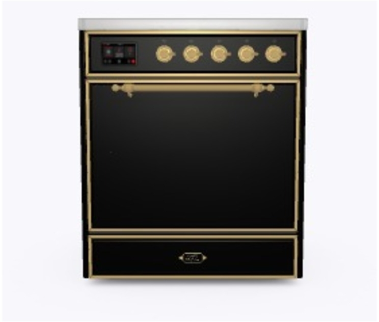 Ilve UMI09QNS3BKG Glossy Black W/ Brass Trim