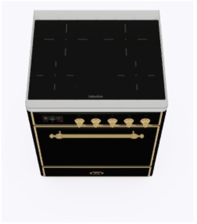 Ilve UMI09QNS3BKG Glossy Black W/ Brass Trim