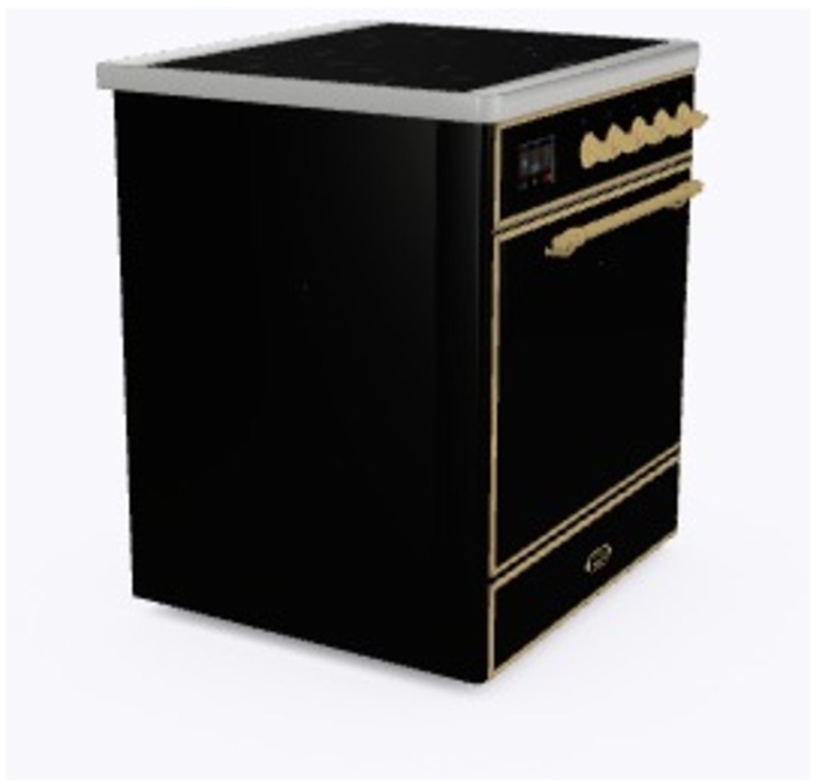 Ilve UMI09QNS3BKG Glossy Black W/ Brass Trim