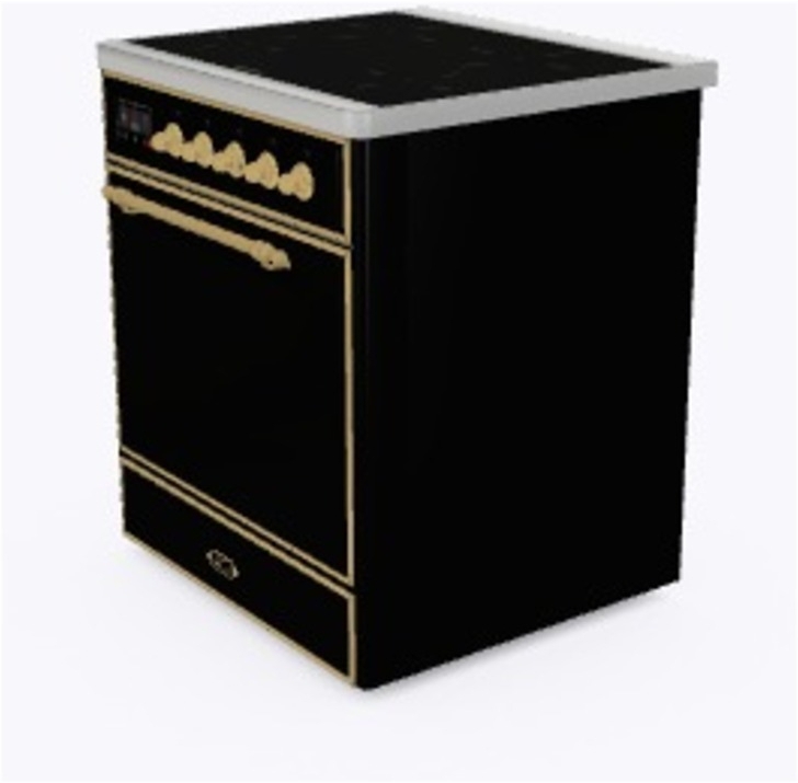 Ilve UMI09QNS3BKG Glossy Black W/ Brass Trim