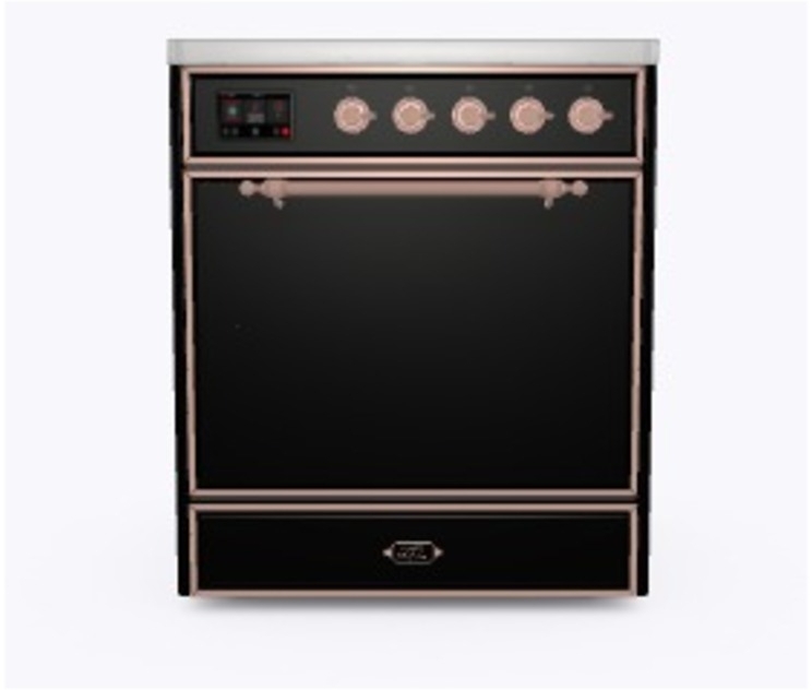 Ilve UMI09QNS3BKP Glossy Black W/ Copper Trim