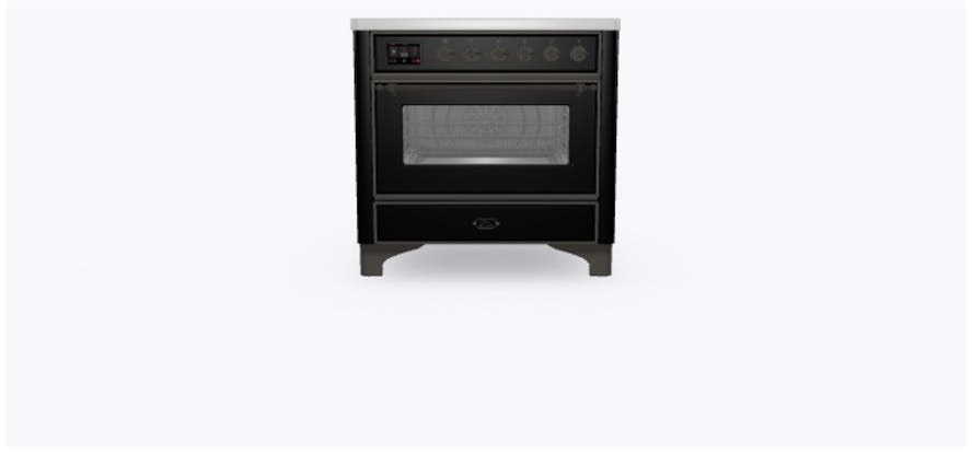Ilve UMI09NS3BKB Glossy Black W/ Bronze Trim