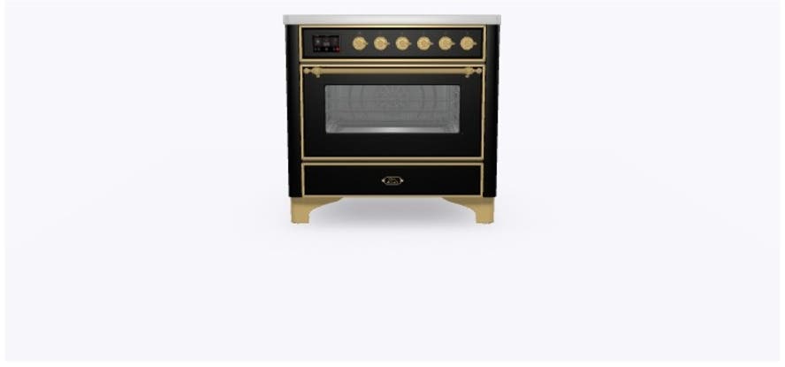 Ilve UMI09NS3BKG Glossy Black W/ Brass Trim