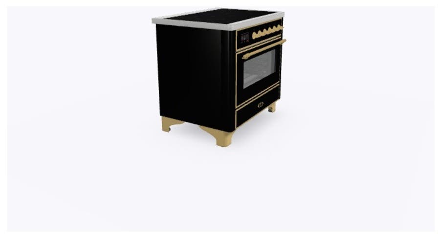 Ilve UMI09NS3BKG Glossy Black W/ Brass Trim