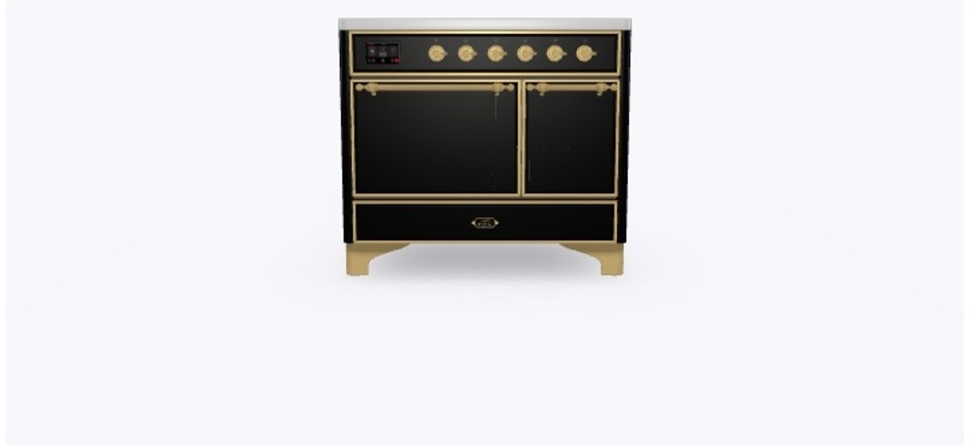 Ilve UMDI10QNS3BKG Glossy Black W/ Brass Trim