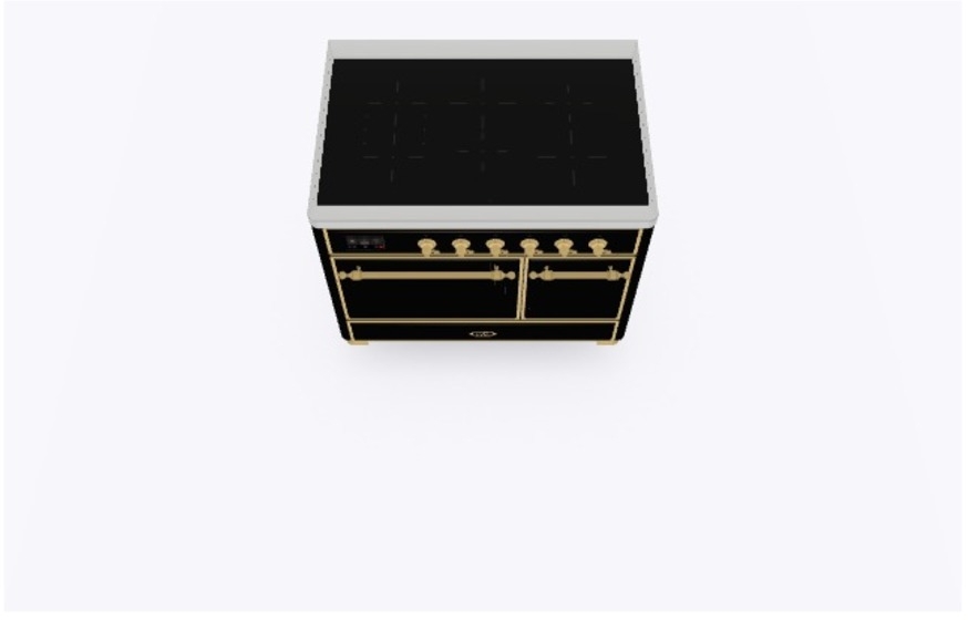 Ilve UMDI10QNS3BKG Glossy Black W/ Brass Trim