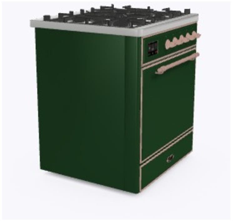 Ilve UM30DQNE3EGPLP Liquid Propane In Emerald Green W/ Copper Trim