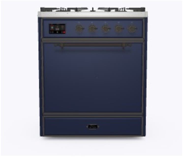 Ilve UM30DQNE3MBB Natural Gas In Midnight Blue W/ Bronze Trim