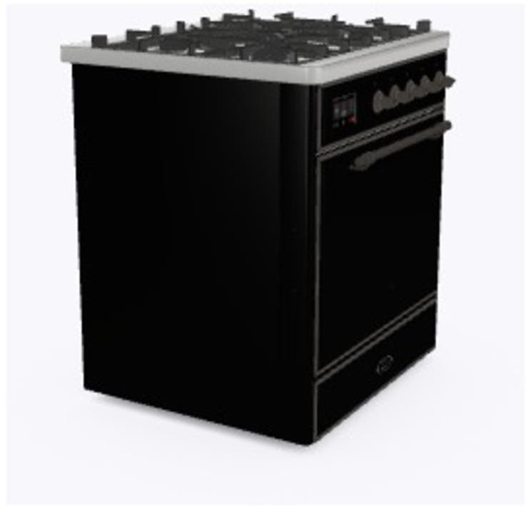 Ilve UM30DQNE3BKB Natural Gas In Glossy Black W/ Bronze Trim
