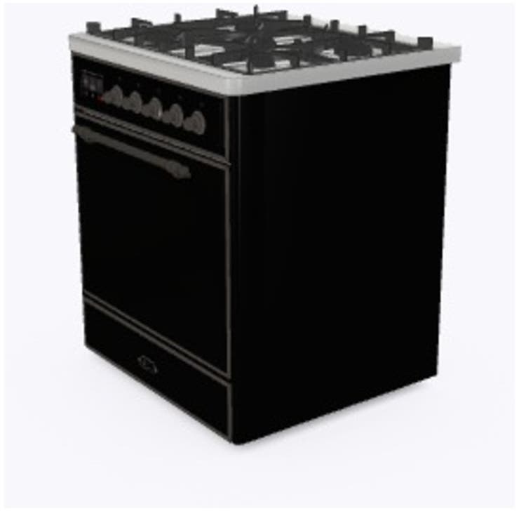 Ilve UM30DQNE3BKB Natural Gas In Glossy Black W/ Bronze Trim