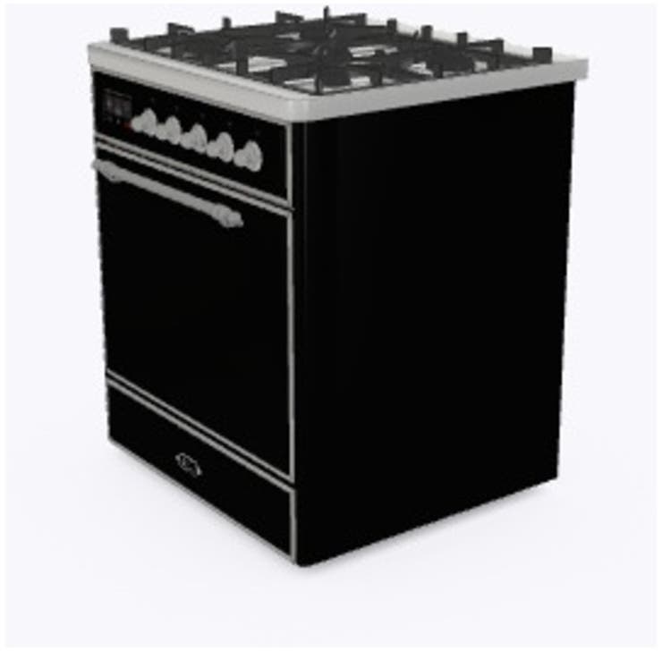 Ilve UM30DQNE3BKC Natural Gas In Glossy Black W/ Chrome Trim