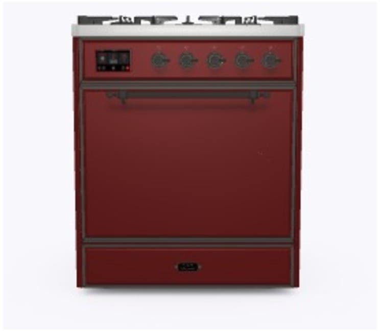 Ilve UM30DQNE3BUB Natural Gas In Burgundy W/ Bronze Trim