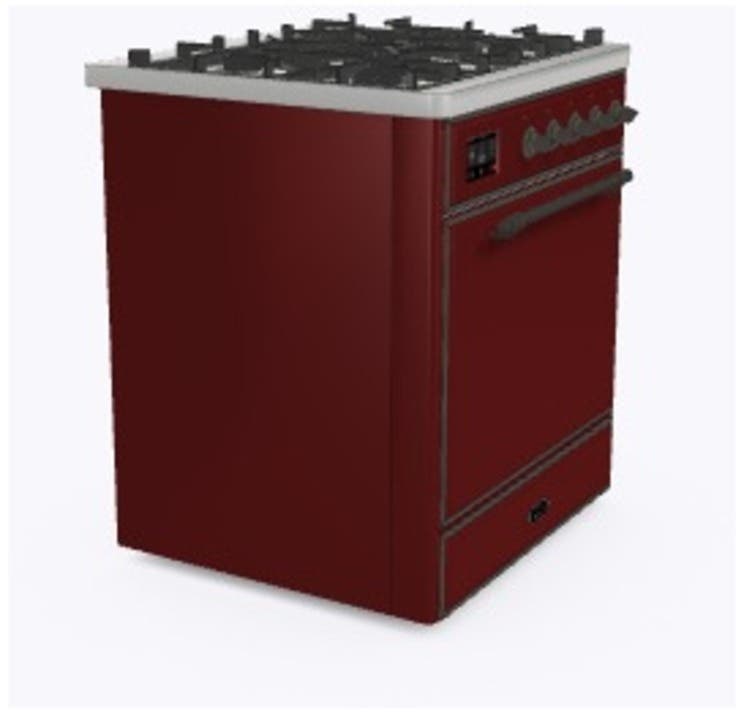 Ilve UM30DQNE3BUB Natural Gas In Burgundy W/ Bronze Trim