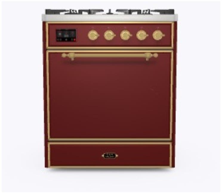 Ilve UM30DQNE3BUGLP Liquid Propane In Burgundy W/ Brass Trim